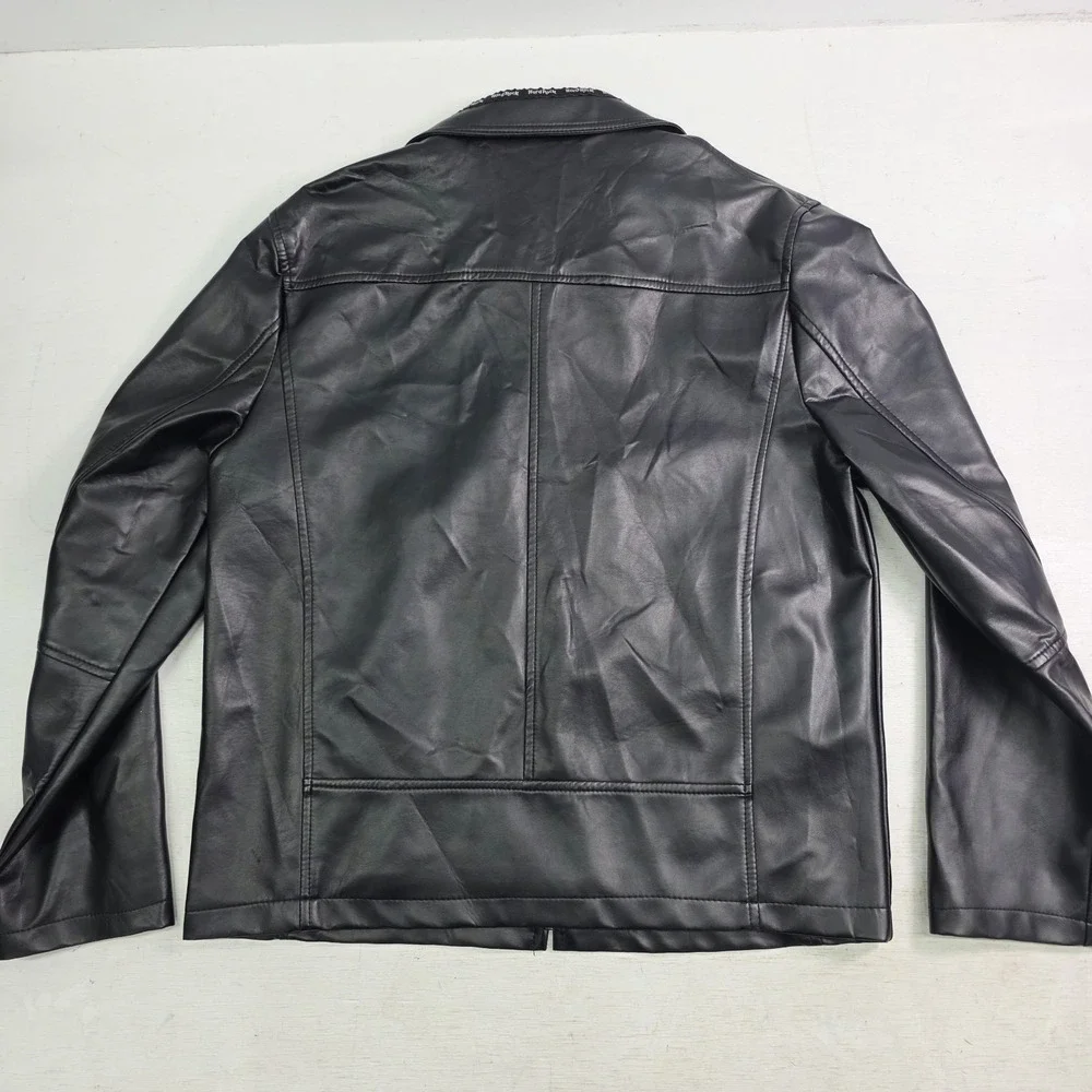 Hard Rock Hotel & Casino Biloxi, MS Black‎ Faux Leather Jacket Rare Men's L EUC